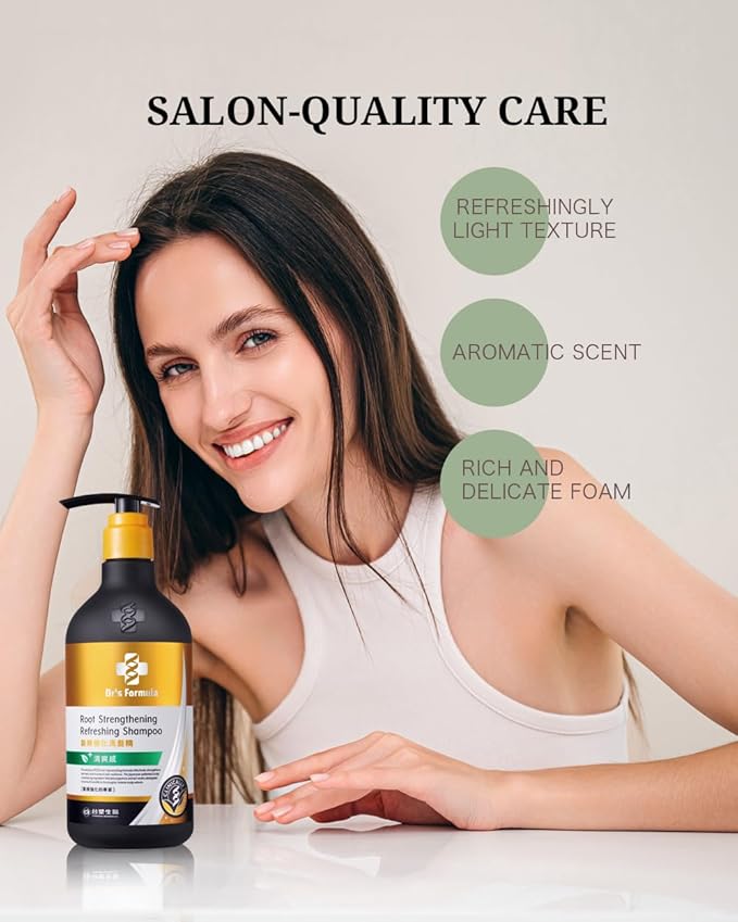 Dr's Formula Root Strengthening Refreshing Shampoo for Oily Scalp Hydrate and Rescue Brittle Fragile Hair Scalp Care Volume Thinning Hair 20.46 Fl Oz.