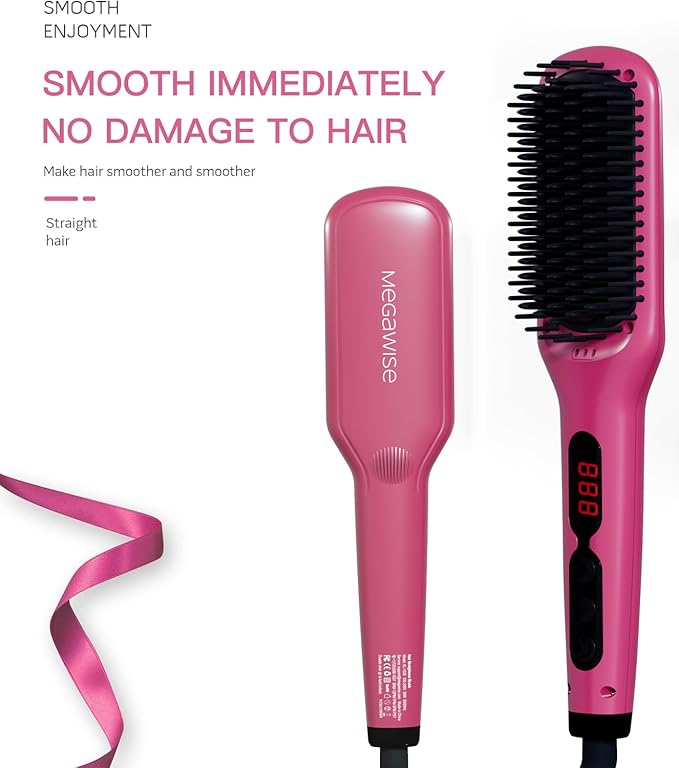 MEGAWISE Hair Straightener Brush Series (Rose Red)