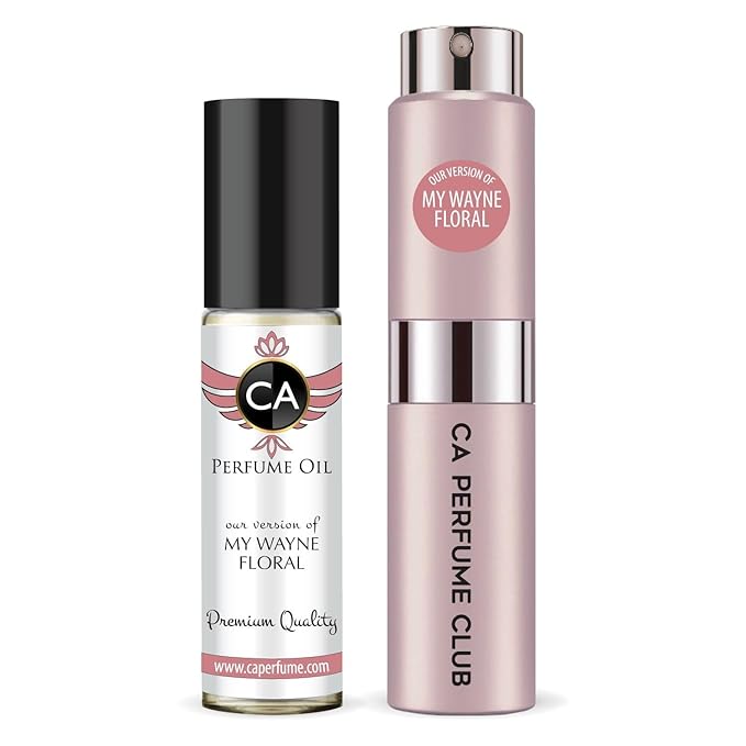 CA Perfume Duo Impression of My Wayne Floral For Women Perfume Layering Set Long Lasting Travel Size EDP + Body Oil Roll-On Bottle 0.27 Fl Oz+0.33 Fl Oz