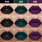 evpct 3Pcs Dark Black Green Purple Matte Lip Liner and Liquid Lipstick Lip Stain Sets for Women Long Lasting Waterproof, 24 Hours Goth Lipstick labiales matte mate larga duracion listip 24 hours, 19#