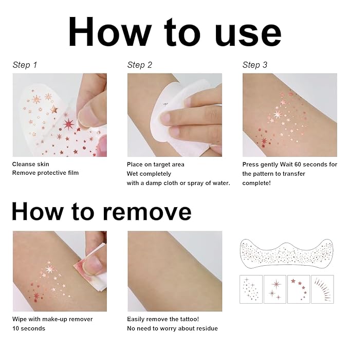 20 Pcs Face Makeup Patches, Glitter Freckles Face Tattoo for Teenagers & Young Women, Sparkle Freckles Makeup Patches, Waterproof Face Glitter Freckles for Christmas (Rose Gold)