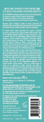 CLIV Multi Hyaluronic Hydrating Ampoule | 85% Hyaluronic Acid, 8-Layer Hydration, Ceramides & Panthenol for Deep Moisture Care | Korean Skincare Nourishing Serum | 1.01 Fl Oz (Pack of 1)