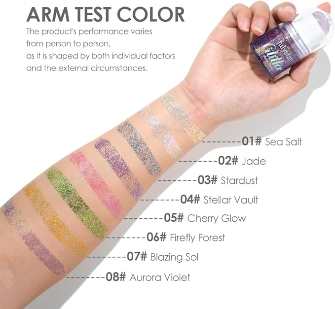 Roll-on Face Body Glitter Gel for Women Kids, Holographic Chameleon Color Glitter Gel Long Lasting Shimmer Makeup for Singer Concerts Music Festival Halloween Rave Accessories (#8 Aurora Violet)