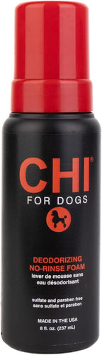 CHI for Dogs Deodorizing No-Rinse Foam - Dry Shampoo and Odor Eliminator for Dogs - Sulfate and Paraben Free - Made in USA - Waterless Pet Grooming Foam, Pump Bottle, 8 Fl Oz