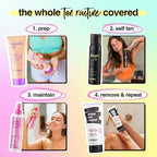 b.tan Dark Self Tanner Mini Kit | Get Tanned Travel Bundle - Mini Dark Self Tanner Mousse with Self Tanning Mitt Applicator, 1 Hour Sunless Tanner, Fast Self Tan, Vegan, Cruelty Free, 3 Fl Oz