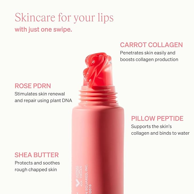 LipLock Jelly Serum for Dry Lips, Long-Lasting, Hydrating, Plumping, Glossy Mask with Rose PDRN, Carrot Collagen, Pillow Peptide, Moisturizing Tinted Lip Balm. (Peach Muse)