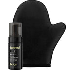 b.tan Dark Self Tanner Mini Kit | Get Tanned Travel Bundle - Mini Dark Self Tanner Mousse with Self Tanning Mitt Applicator, 1 Hour Sunless Tanner, Fast Self Tan, Vegan, Cruelty Free, 3 Fl Oz