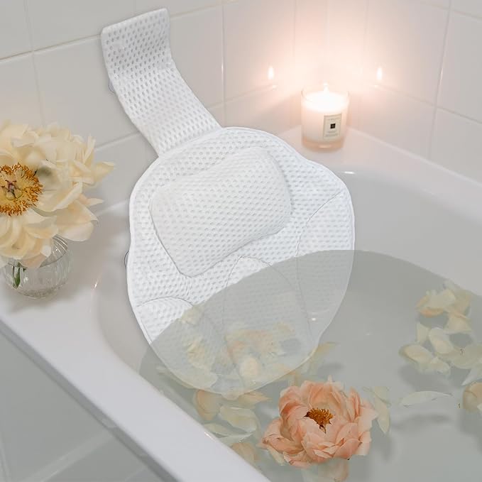 2025 Petal-Shaped Ultra-Comfort Bath tub Pillow for Head,Neck and Backrest,Extra Thick & Soft,Anti-Slip Suction Cups,Fit All Bathtubs,Washable,Luxury Bathroom Accessories,Spa Day Gifts for Women Men