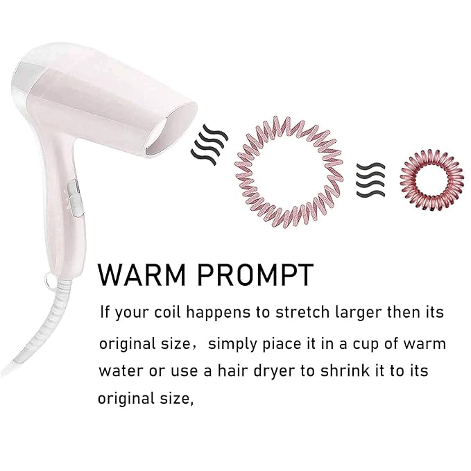 Hair Ties, 17 Pack Spiral Coils for Thick and Thin Hair - No Crease Ponytail Holders for Women and Children