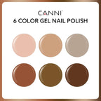 CANNI 6Pcs 9ml Hema-Free Nude Brown Fall Gel Nail Polish Set- Dark Brown Fall Colors Gel Polish Kit DIY at Home Salon Christmas New Year's Gifts for Girls