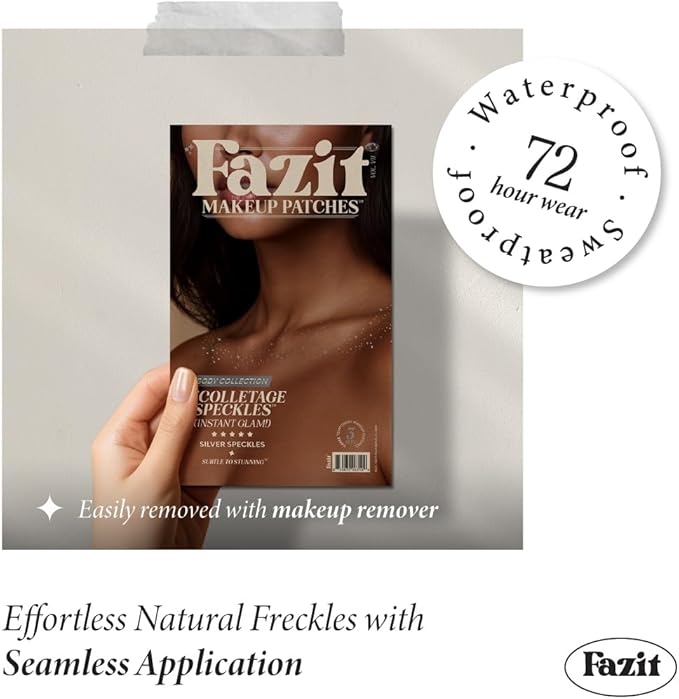 Fazit Makeup Patches - Silver Decollatage Speckles - Glow Up Make-Up Patches - Cute Glitter Makeup Accessories For Women - Cosmetic Glitter