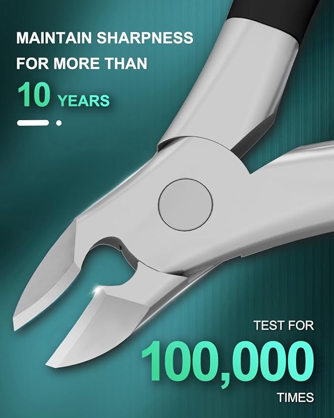 22MM Wide Jaw Toe Nail Clippers for Thick Nails,Podiatrist Ingrown Toenail Tool for Seniors,Professional Heavy Duty Nail Trimmer Cutter for Men,Ergonomic Antl-Slip Handle (Black)