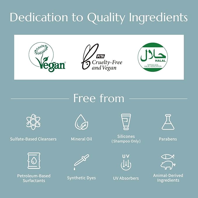 LIKOA, Smooth and Neutral Shampoo and Treatment Set, Vegan, Halal, Lightweight Moisture for Fine, Dry, or Tangle-Prone Hair, Botanical Hair Care, White Floral Scent, Made in Japan, 16.9/17.64 Fl oz