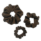 3 Pieces Satin Scrunchies Set for Hair No Crease Elastic Hair Ties for Women and Girls (Dark Brown)