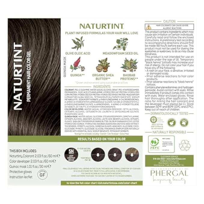 Naturtint 5N Light Chestnut Brown Permanent Hair Color (Pack of 6), Ammonia Free, Vegan, Cruelty Free, up to 100% Gray Coverage, Long Lasting Results (Packaging may vary)