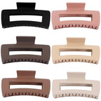 4 Inch Big Hair Claw Clips 6 Pcs Large Claw for Thick Hair Square Hair Clips for Women Rectangle Hair Clips Nonslip Acrylic Banana Jaw Clips Hair Accessories for Girls (Coffee Brown)