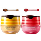 2 Pcs Lip Balm Honey Pot,Honey & Strawberry Lip Mask Propolis Moisturizing Lip Balm with Stick,Prevention Dry and Cracked Lip Scrubs,Exfoliator Lip Wrinkle Skin Care Products