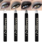 evpct 4Pcs White Black Grey Silver Cream Eyeshadow Pencil Bulk Stick Set, Waterproof Pearl white Dazzling grey Pearl black Silver Shimmer Metallic Eye shadow Crayon Stick sombras en crema para ojos