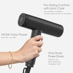 TOME 1875W Hair Dryer High Speed Motor Brushless 110000 RPM Blow Dryer Negative Ionic Cool Shot Lock with Diffuser Comb Nozzle Light Weight Black