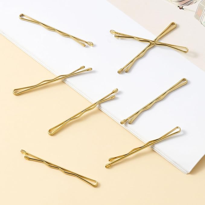 200 Pcs 1.38 Inch Wave-Shaped Bobby Pins Golden Metal Hair Pins Hair Accessories for Women Stylists Hair Sticks Girl