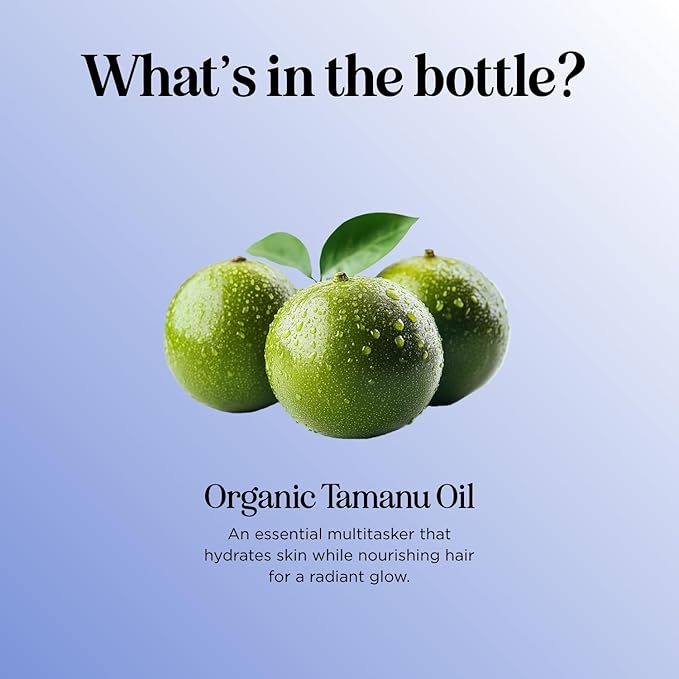 100% Pure Organic Tamanu Oil - Cold Pressed Tamanu Oil Organic for Skin and Hair Care - Virgin Unrefined Non-GMO Vegan & Cruelty Free Skin and Face Moisturizer - Dermatologist-Tested (4 Fl Oz)