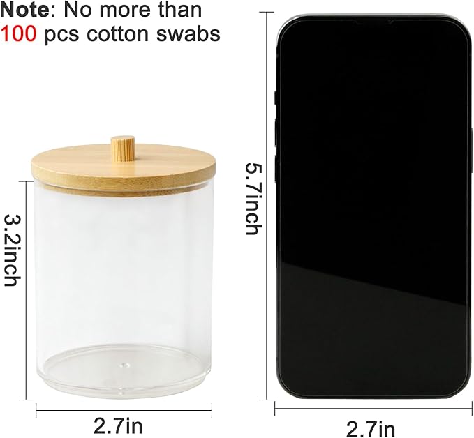 250 Count Cotton Balls, 100% Pure Organic Cotton, Soft & Super Absorbent, Includes 2 Cotton Ball Holders for Bathroom & Vanity, Perfect for Face Makeup Remover, Nail Polish Removal, Crafts, Pet Care