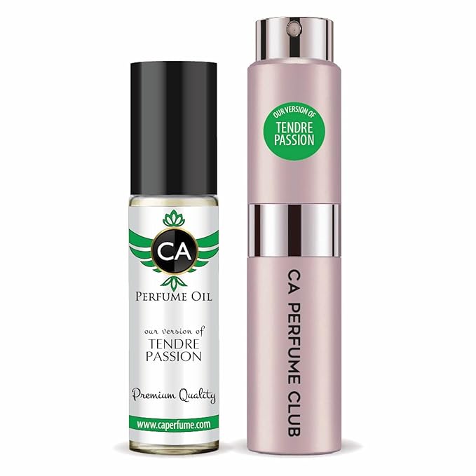 CA Perfume Duo Impression of Tendre Passion For Women Perfume Layering Set Long Lasting Travel Size EDP + Body Oil Roll-On Bottle 0.27 Fl Oz+0.33 Fl Oz