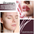 1Pcs 2 in 1 Deep Red Matte Lip Liner and Liquid Lipstick Stain Makeup Set for women, Red Long Lasting Smudge Proof Lip Tint Matte Finish Lip Gloss for All-Day Color Hold Easy to Use 17#