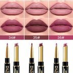 evpct 3Pcs Rose Chocolate Burgundy Red Matte Lip Liner and Lipstick Combo Set Kit for Women, Lipstick Red Magic 24 Hours Lip Liner Gloss Makeup Set Long Lasting Waterproof 24 labial, 34# 35# 36#