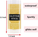 MEICOLY Gold Face Body Glitter Stick,Music Festival Accessories Outfits for Women,Hair Glitter Makeup,Mermaid Chunky Glitter Face Paint,Waterproof Sparkle Face Glitter for Country Concert