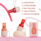 I'M MEME Color Key Ring Velvet Lip Tint - 03 Baked Brick | Long Lasting Lip Stain, Matte Finish, Smooth Texture, Kbeauty, Cute Korean Makeup, Compact, Portable Keychain, Travel-Friendly, Gift, 2.8g