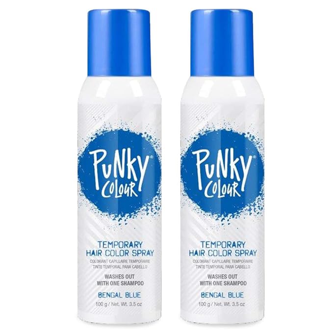 Punky Temporary Hair Color Spray – Bengal Blue, Instant Vivid Temporary Hair Dye for Women, Wash Out, Hair-Color Spray, 3.5 oz, 2 Pack