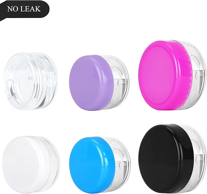 200PCS 5 Gram Sample Containers, 5ml Empty Jars with Lids, Small Cosmetic Containers, Mini Sample Jars with 16PCS Mini Spatulas for Make Up, Oils, Lotion, Powder, Paint, Jewelry, Lip Balms(Black Lid)