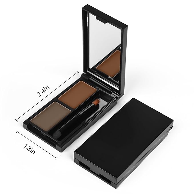Brown Gray Eyebrow Powder，Eyebrow Kit Makeup Palette，Two Colors Matte Eye Brow Powder With Mirror&Brow Brush for Women，LongLasting，Waterproof，Fill & Sculpt，Defined Natural Brows 02
