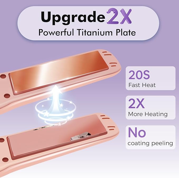 SUNMAY Cordless Hair Straightener, Titanium Portable Straightener for Travel, Dual Voltage Cordless Flat Iron Hair Straightener 2 in 1 with Comb & Clip for Women, Heat-up in Seconds, USB-C Fast Charge