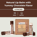 RaGaNaturals Natural Chocolate Lip Balm - Original Beeswax, Shea Butter, Jojoba Oil, Vitamin E - All Day Hydration for Dry & Cracked Lips - Stocking Stuffers & Christmas Gift -Handmade in USA (4 Pack)