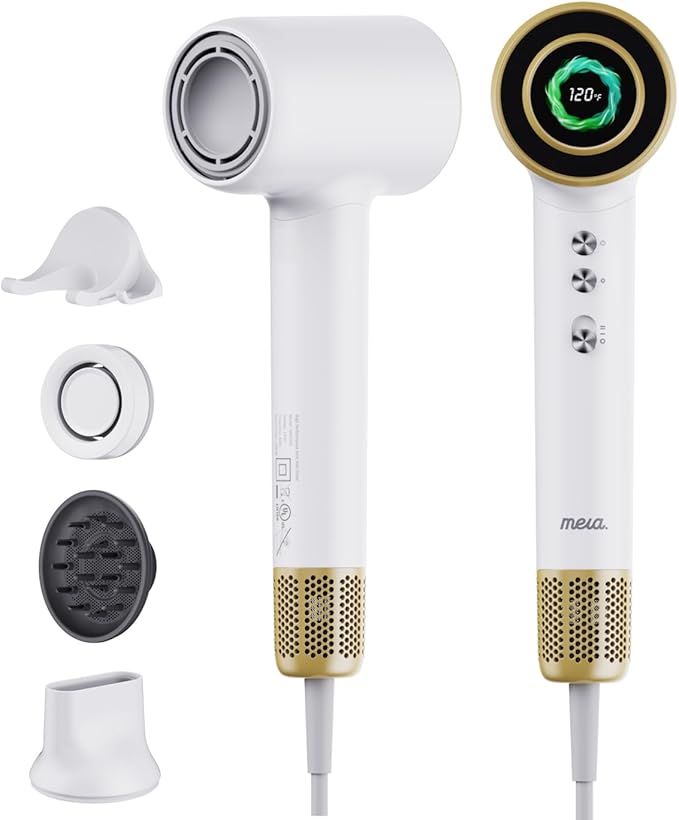 Professional Bi-Ionic Aromatic Hair Dryer- mera PRO -Fast Drying Salon Results Blowdryer w/Magnetic Diffuser & Aromatherapy Nozzle, One Button Safe Mode, cUL Certified, Lightweight for Travel