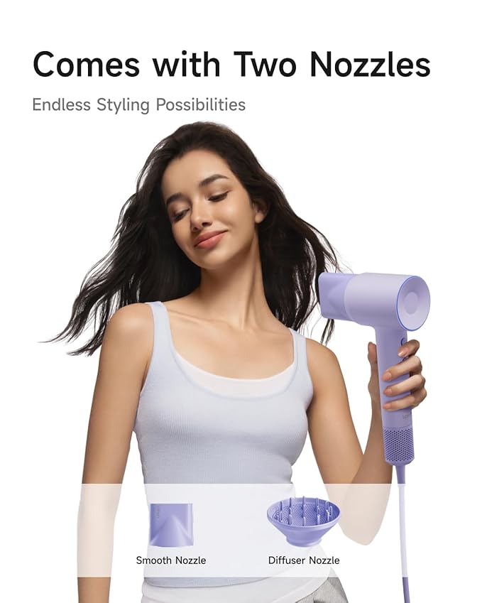 Laifen Hair Dryer SE 2, 200 Million Negative Ionic Blow Dryer with Child Mode and 108,000 RPM Brushless Motor, 1400W Powerful Fast Drying High-Speed Low Noise Hairdryer with Magnetic Attachments