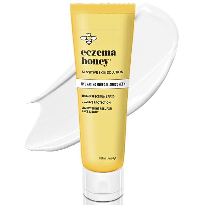 Eczema Honey Hydrating Mineral Sunscreen - Lightweight SPF 30 Sun Cream - Body & Face Sunscreen for All Ages (1.7 Oz)