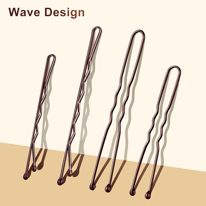 TsMADDTs Bobby Pins Brown U Shaped Hair Pins for Ballet Buns Women Girls with Storage Box, 2.4IN&2IN