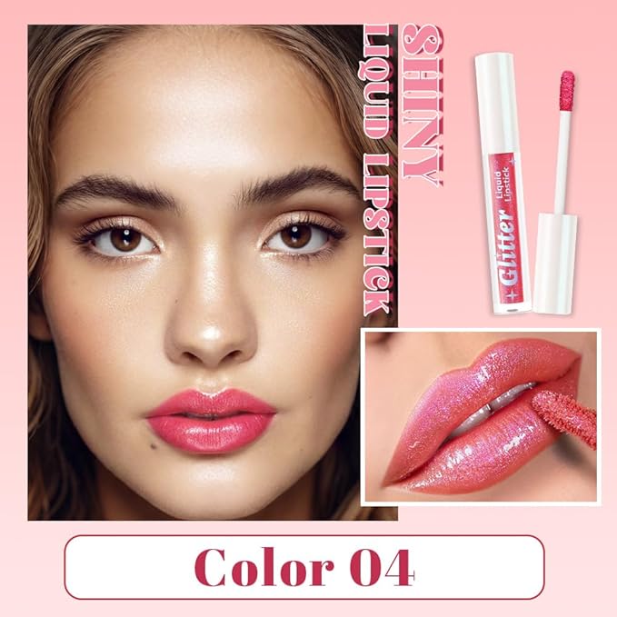 AMY'S DIARY Glitter Liquid Lipstick, Shimmer Metallic Lip Gloss, Long-Lasting Waterproof Lip Color, High Shine Sparkle Makeup,Lip makeup for woman (Fuchsia Shine 4#)
