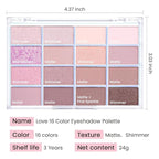 16Colors Light Purple Pink Brown Nude Basics Matte Eyeshadow Palette,Eye Shadow Travel Makeup Palette all in one Long Lasting Waterproof Ultra-Blendable,Great for Travel Gift Kit