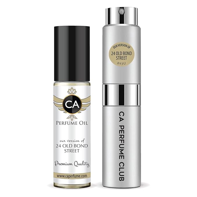CA Perfume Duo Impression of 24 Old Bond Street For Women And Men Perfume Layering Set Long Lasting Travel Size EDP + Body Oil Roll-On Bottle 0.27 Fl Oz+0.33 Fl Oz