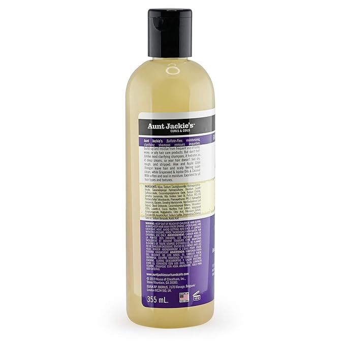 Aunt Jackie's Grapeseed Style and Shine Recipes Power Wash Intense Moisture Clarifying Hair Shampoo, 12oz.
