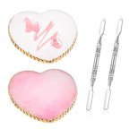 2 Pcs Resin Nail Art Palette and 2 Pcs Nail Brush, Color Palettes Cosmetic Mixing Tools, Nail Polish Palette with Stainless Stirring Rod for Nail Salons and Beginners (White, Pink)