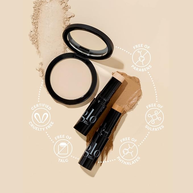 Glo Skin Beauty Pressed Base Powder Foundation Makeup (Honey Light) - Flawless Coverage for a Radiant Natural, Second-Skin Finish