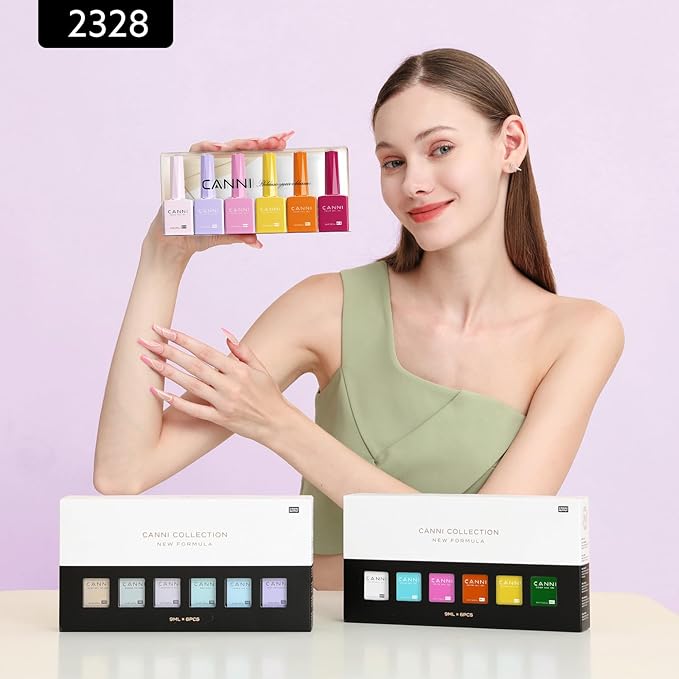 CANNI 6 Colors 9 ML Hema-Free Pink Gel Nail Polish Set, Hot Pink Purple Yellow Orange Kit, Soak Off LED Nail Gel Manicure Kit DIY at Home Salon Gifts