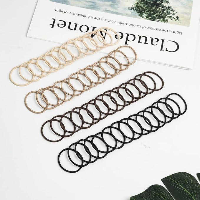 200 Pieces No Crease Elastic Hair Ties,2.5 cm in Diameter Small Hair Elastics,Baby hair Ponytail Holders for Women,Girls and Kids(2 mm x 2.5 cm, Brown)