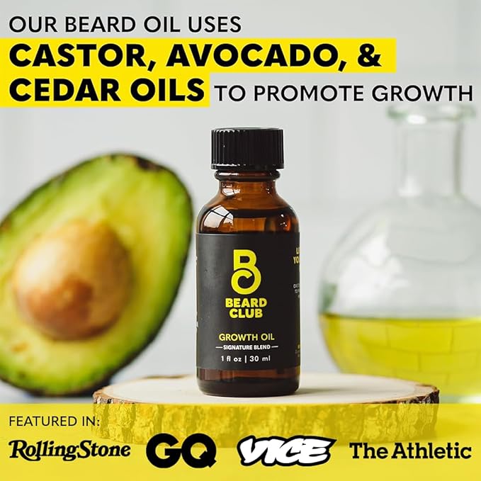 Beard Club Premium Beard Growth Kit - Growth Oil, Vitamins, Vitamin Spray & Boar Bristle Brush - Gift Set