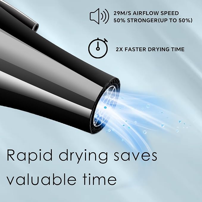 Hair Dryer, 3500 Watt Professional Salon Ionic Blow Dryer with AC Motor, 3 Heat Settings, 2 Speeds, Cool Shot Button, Tourmaline Ceramic, Concentrator & Diffuser Attachments, Black,110V